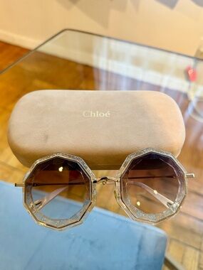 Chloé Octagonal Gradient Brown Sunglasses